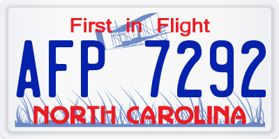 NC license plate AFP7292