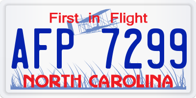 NC license plate AFP7299