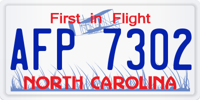 NC license plate AFP7302