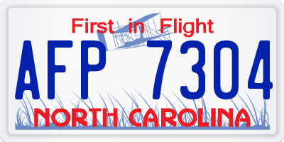 NC license plate AFP7304