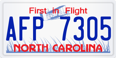NC license plate AFP7305