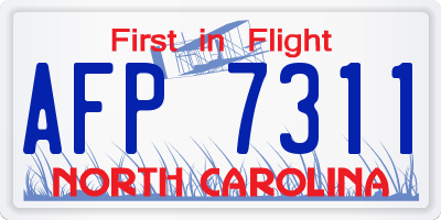 NC license plate AFP7311