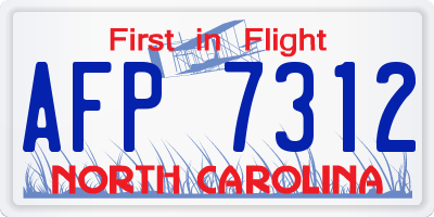 NC license plate AFP7312