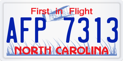NC license plate AFP7313