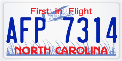 NC license plate AFP7314
