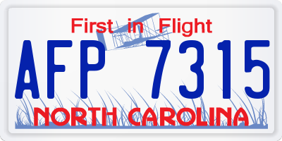 NC license plate AFP7315