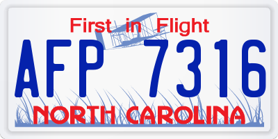 NC license plate AFP7316