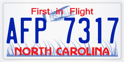 NC license plate AFP7317