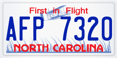 NC license plate AFP7320