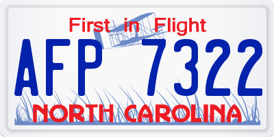 NC license plate AFP7322