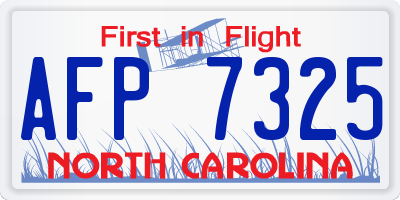 NC license plate AFP7325