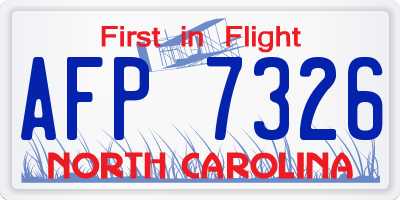 NC license plate AFP7326