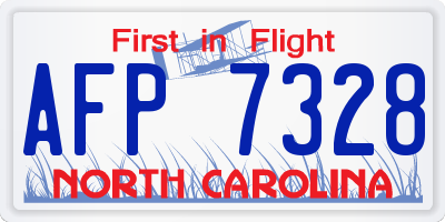 NC license plate AFP7328