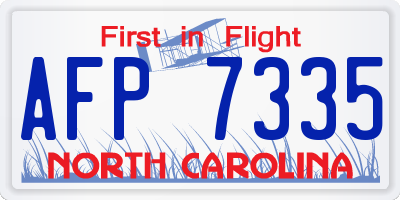 NC license plate AFP7335