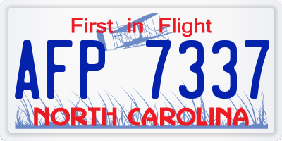 NC license plate AFP7337