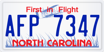 NC license plate AFP7347