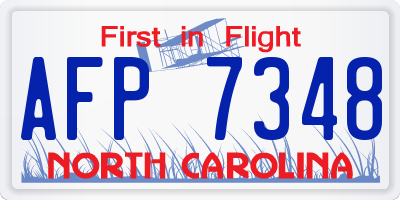 NC license plate AFP7348