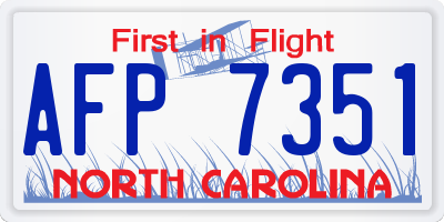 NC license plate AFP7351