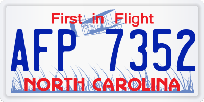 NC license plate AFP7352