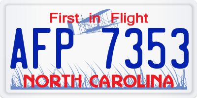 NC license plate AFP7353