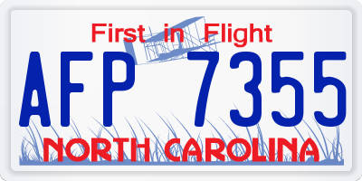 NC license plate AFP7355