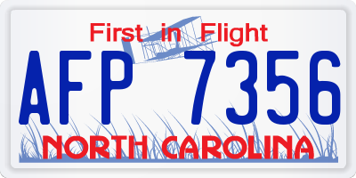 NC license plate AFP7356