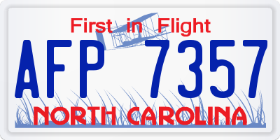 NC license plate AFP7357