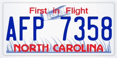 NC license plate AFP7358