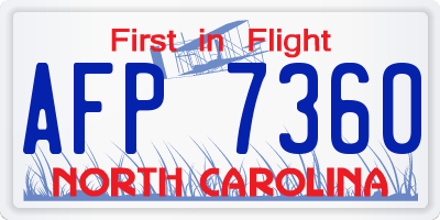 NC license plate AFP7360