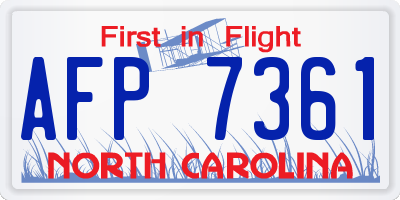 NC license plate AFP7361