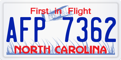 NC license plate AFP7362