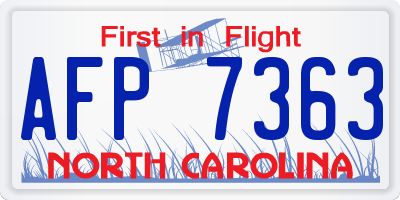 NC license plate AFP7363