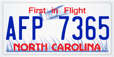 NC license plate AFP7365