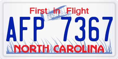NC license plate AFP7367