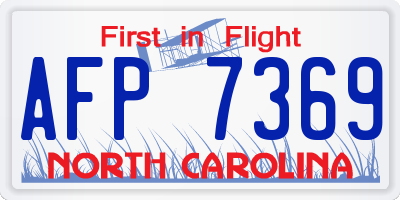 NC license plate AFP7369