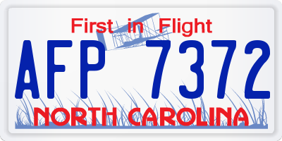 NC license plate AFP7372