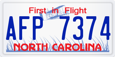 NC license plate AFP7374