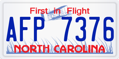 NC license plate AFP7376
