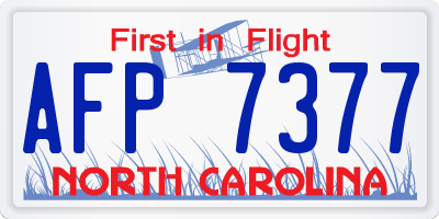 NC license plate AFP7377