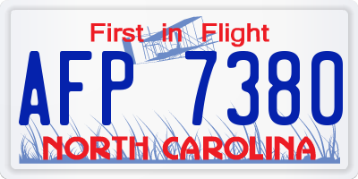NC license plate AFP7380