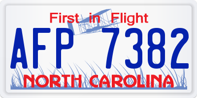 NC license plate AFP7382