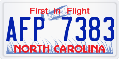 NC license plate AFP7383