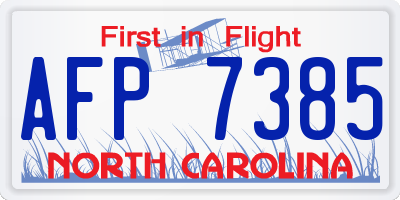NC license plate AFP7385