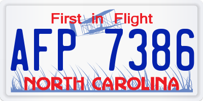 NC license plate AFP7386