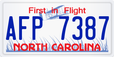 NC license plate AFP7387