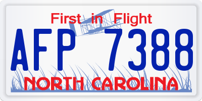 NC license plate AFP7388