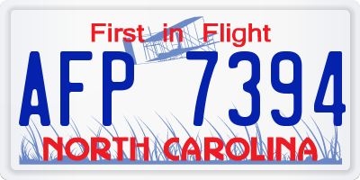 NC license plate AFP7394