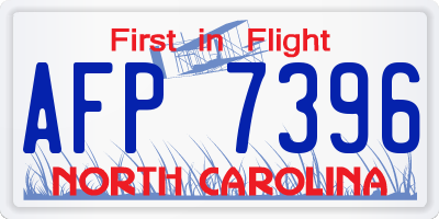 NC license plate AFP7396