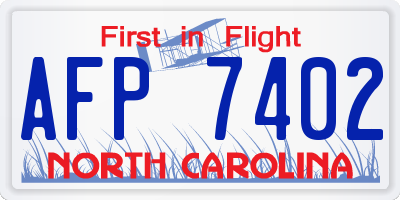 NC license plate AFP7402