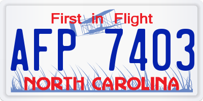 NC license plate AFP7403